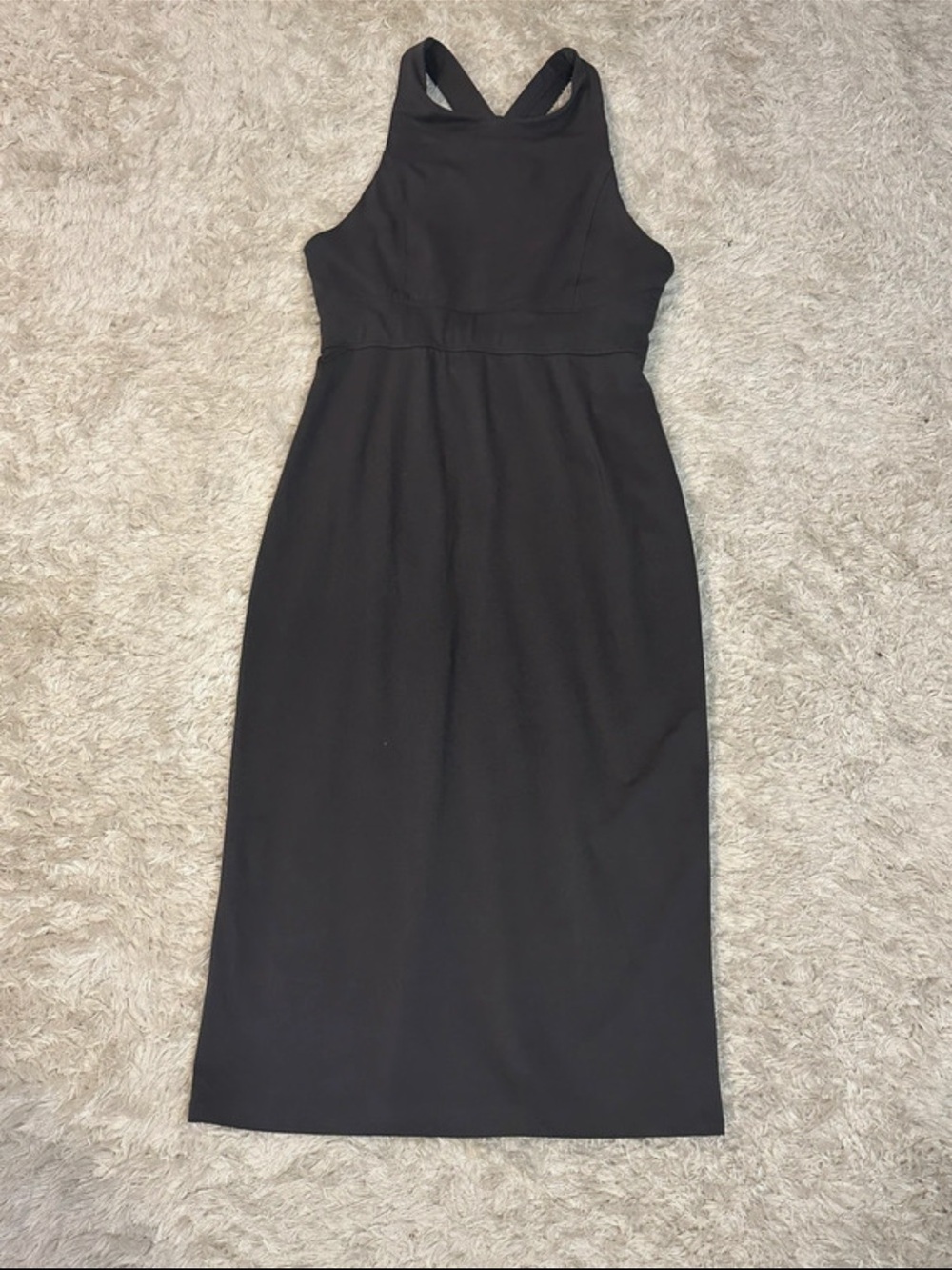 Athletica Black Sleeveless High-Neck Midi Dress